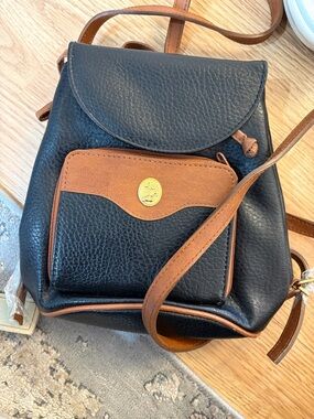 Vintage Mickey Mouse Two-Tone Black and Brown Women’s Leather Backpack Crossbody